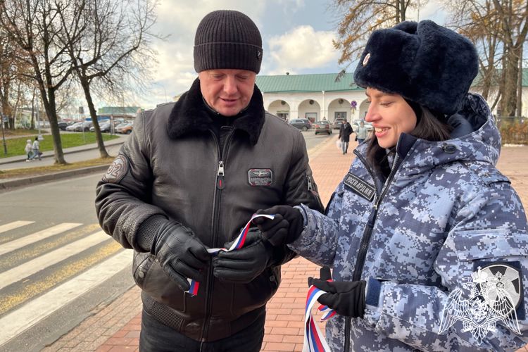 Акцию "Вместе мы сила" ко Дню народного единства провели росгвардейцы в Костроме